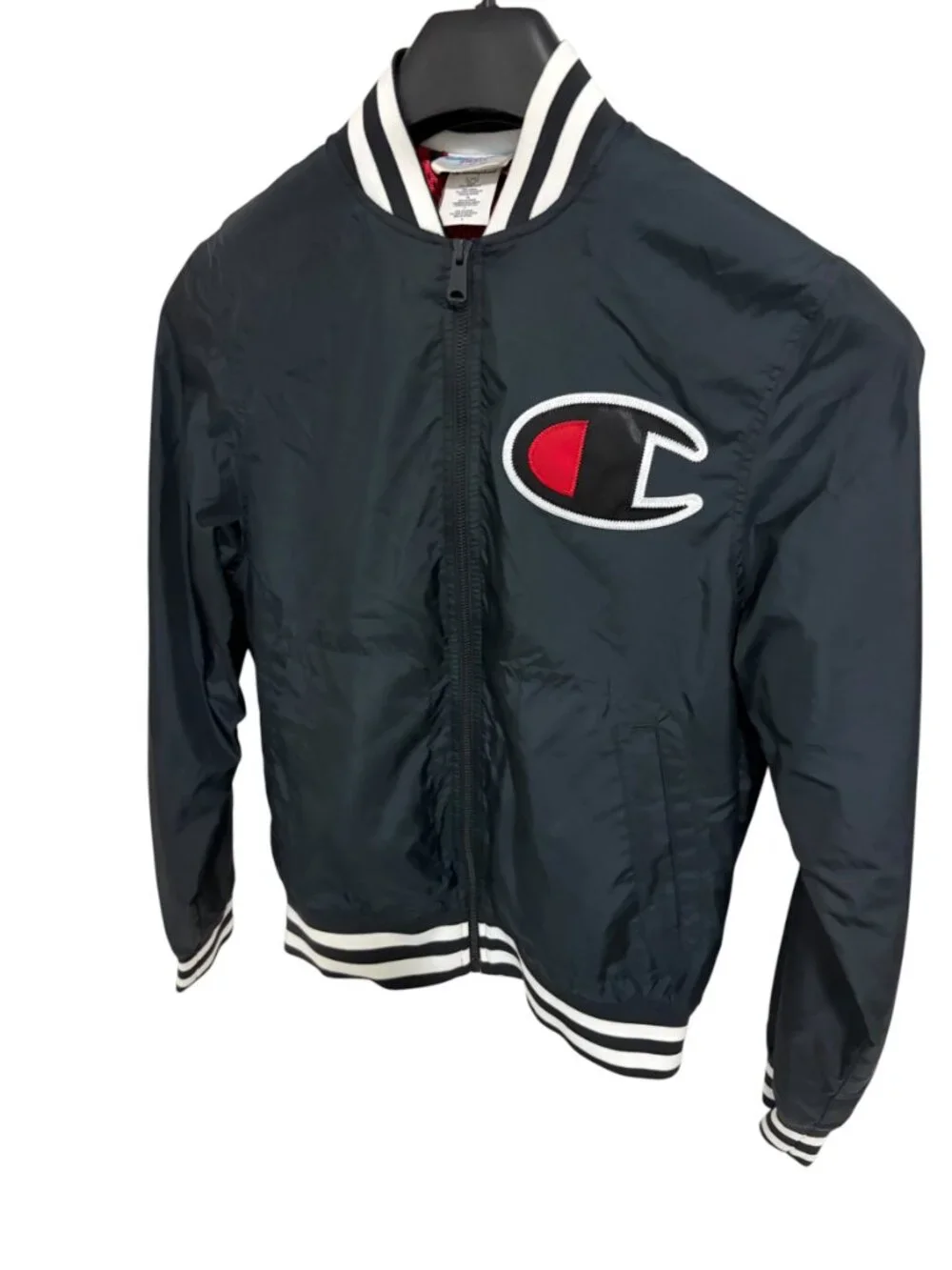 Champion Full Zip Jacket Mens Size Small Navy Blue Logos Mesch Lined